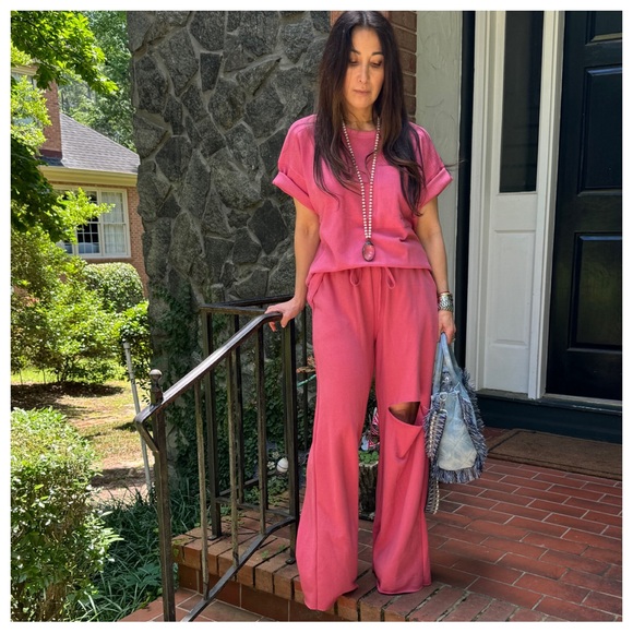 43 Chic Stylish Cotton Wide Leg Elastic Wait Tie Pants - Picture 6 of 7